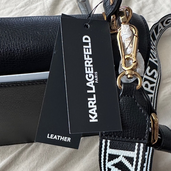 Karl Lagerfeld Black Crossbody Bag with Gold Accents - Picture 7 of 7